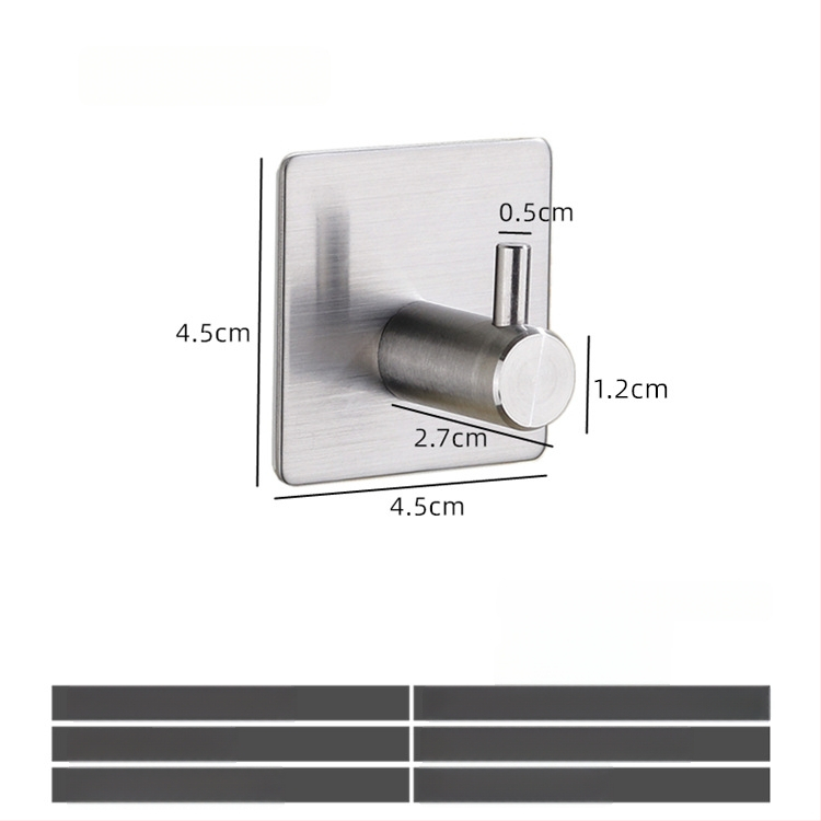 Ανοξείδωτη αυτοκόλλητη κρεμάστρα μπάνιου, μονή, μοντέρνος μινιμαλιστικός σχεδιασμός; αντοχή 5 kg; χωρίς τρύπες; τοποθέτηση πίσω από την πόρτα.