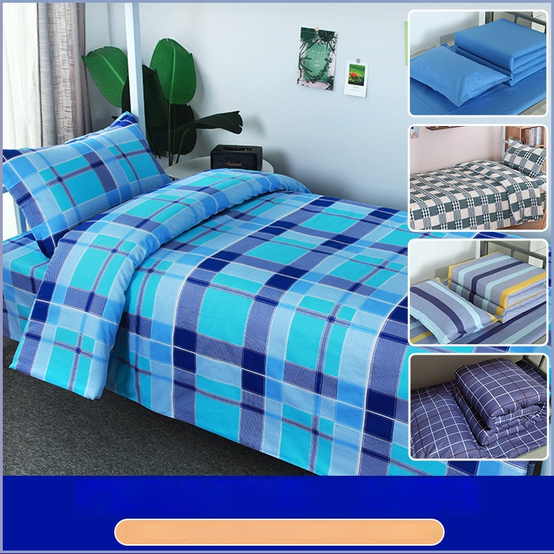 Három darabos kollégiumi ágyneműkészlet 100% pamutból csíkos mintával; reaktív színezésű anyag; Twill, bolyhosított és quiltelt szövés; tartalmaz ágyneműhuzatot, dunyhahuzat és párnahuzatokat