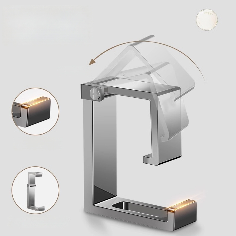 Άγκιστρο νιπτήρα από ανοξείδωτο ατσάλι, χωρίς τρύπημα εγκατάσταση — μοντέρνος μινιμαλιστικός σχεδιασμός, ένας γάντζος, φορτίο 1–3 kg