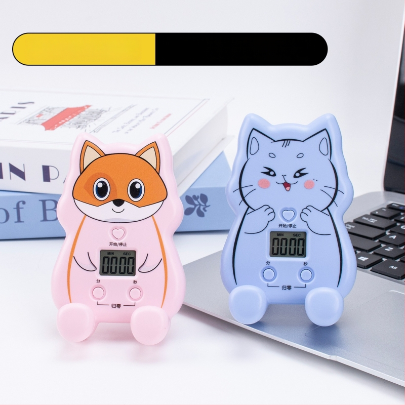 Karikatūrinis stalinis laikmatis – galingas signalas, daugybinis virtuvės laikmatis, atskaitos funkcija ir telefono laikiklis