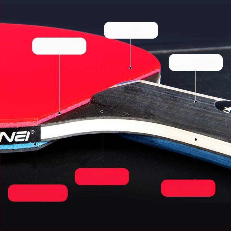 Kahesuunaline lauatennise pallrõivas algajatele ja lastele, kõrge elastsus; Basswood plaat; kumm Long-glue; löögitüüp Direct shot; sobib badmintonile ja tennisele