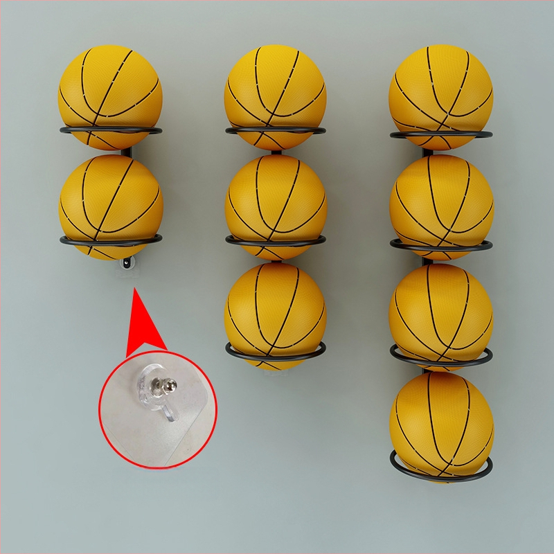 Raft de păstrare a mingilor pentru acasă, montaj pe perete fără găuri, organizator multi-sport pentru baschet, fotbal, volei și badminton — Cod produs Ltao732086521211