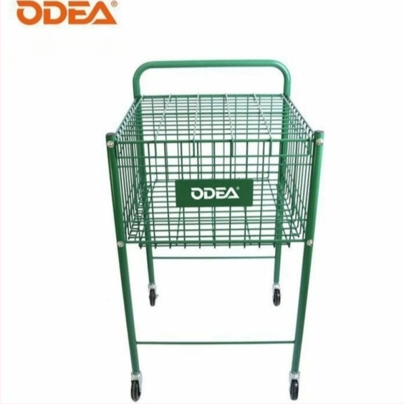 Odea Tenisa bumbu ratiņi – Pārvietojams metāla statīvs, Gumijas materiāls, Riteņi, Bumbu savācējs