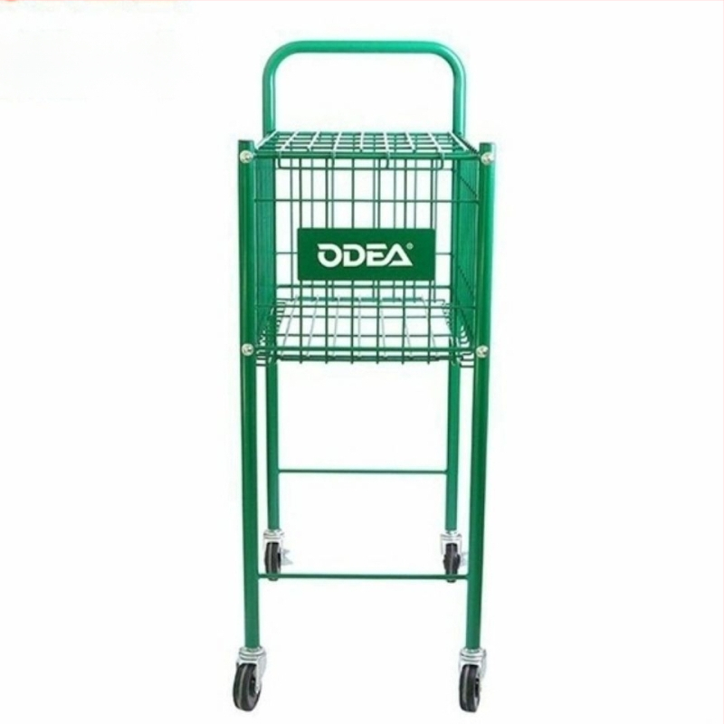 Odea Tenisa bumbu ratiņi – Pārvietojams metāla statīvs, Gumijas materiāls, Riteņi, Bumbu savācējs