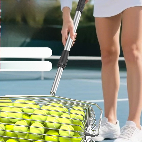 Viegls teleskopiskais tenisa bumbiņu savācējs ar ritināšanas mehānismu