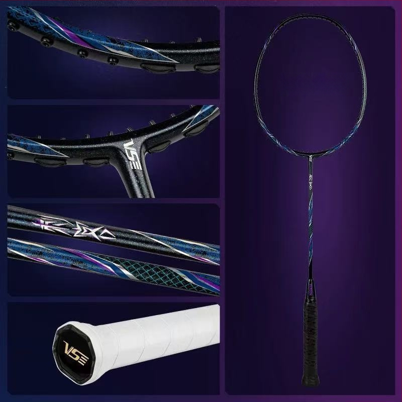 Weichen Assassin badmintona rakete, pilnīgs oglekļa rāmis, ārkārtīgi viegla, uzbrukuma modelis, svars 95–100 g, roktura biezums G5
