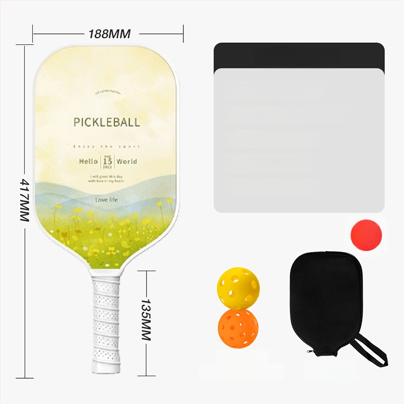 Reket pickleball od staklenih vlakana, jezgro s ćelijastom PP strukturom, trening set s jednom reketa