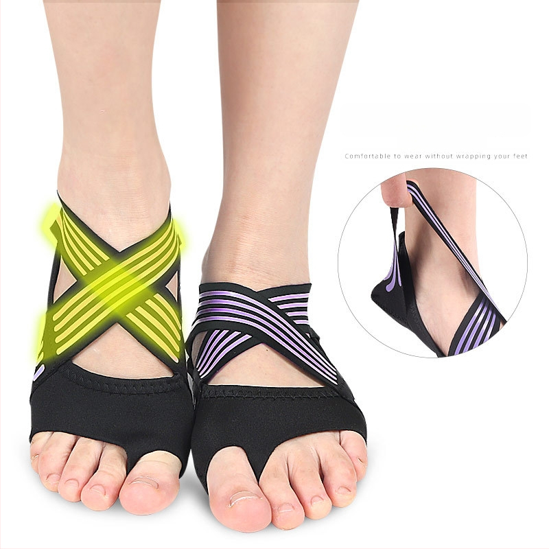 Iekštelpu fitnesa kurpes jogai ar piecu pirkstu un atvērtu pirkstu dizainu, pretslīdēšanas gumijas zole, zems augšējais apvalks, augšdaļa: sintētiskā āda