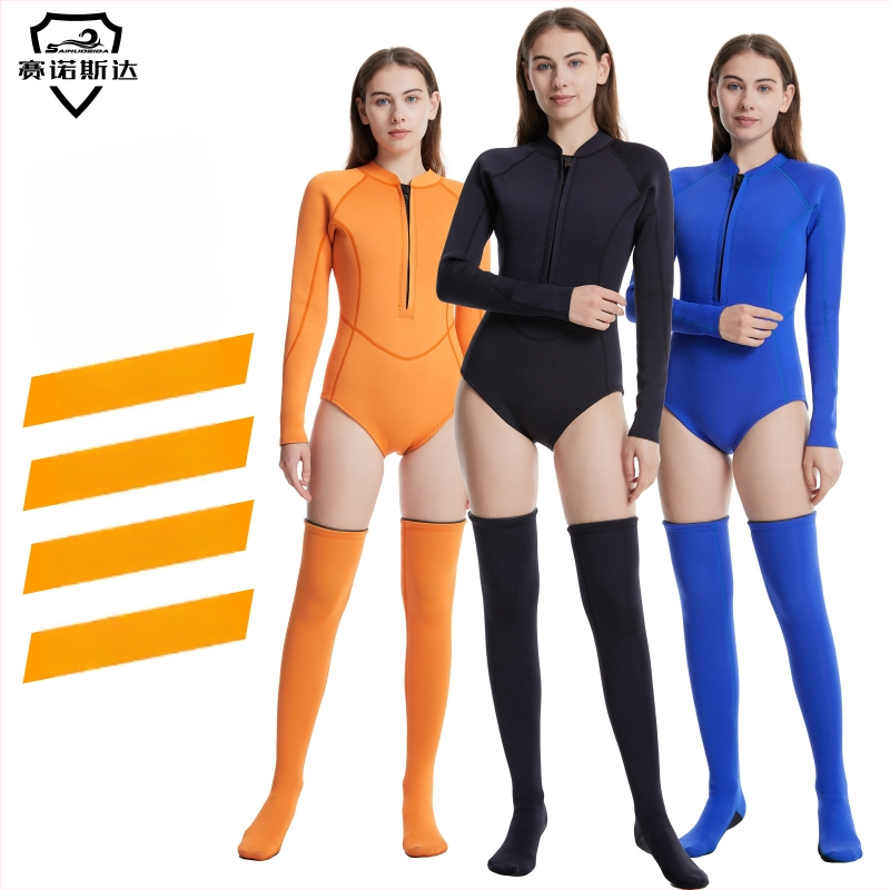 Moterų nardymo kombinezonas SCR neopreno nailono kationas, šiltas, 3 sezonos, skirta nardymui