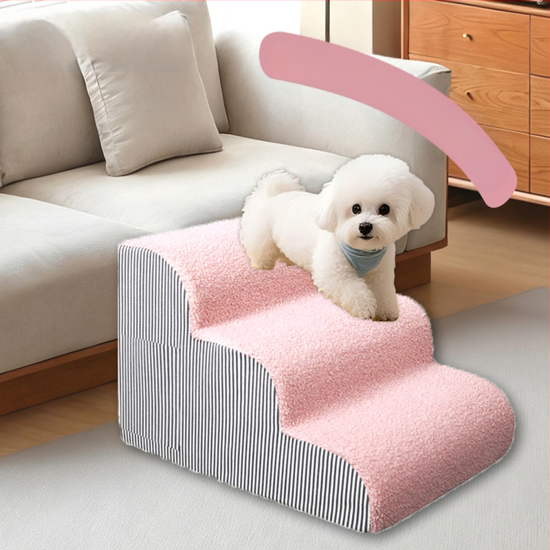 Suņu kāpnes gultai – velūrs, noņemamas un mazgājamas, mājdzīvnieku rampai