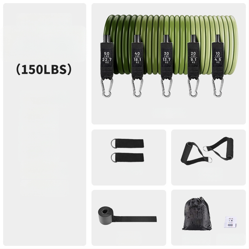 Asahi Ken vilces virve – TPE fitnesa pretestības virve, 150 lb spriegums, iepakojums 30 gab., pieaugušajiem