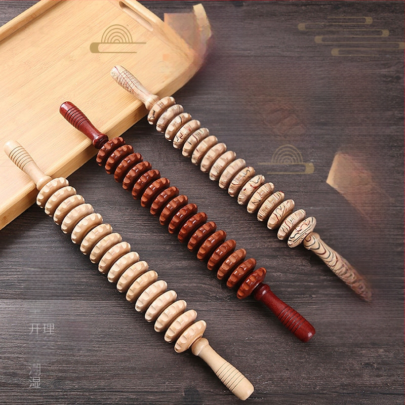 Koka masāžas nūjiņa, pārnēsājams rullis muskuļu atslābināšanai, meridiānu joga, kakla un kāju masāža