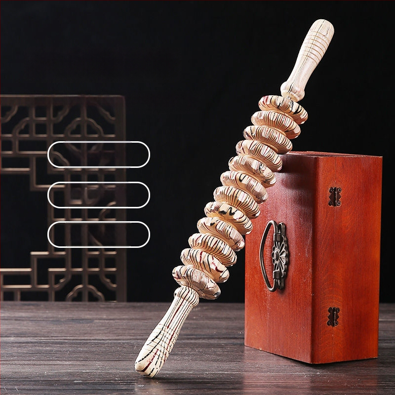 Koka masāžas nūjiņa, pārnēsājams rullis muskuļu atslābināšanai, meridiānu joga, kakla un kāju masāža