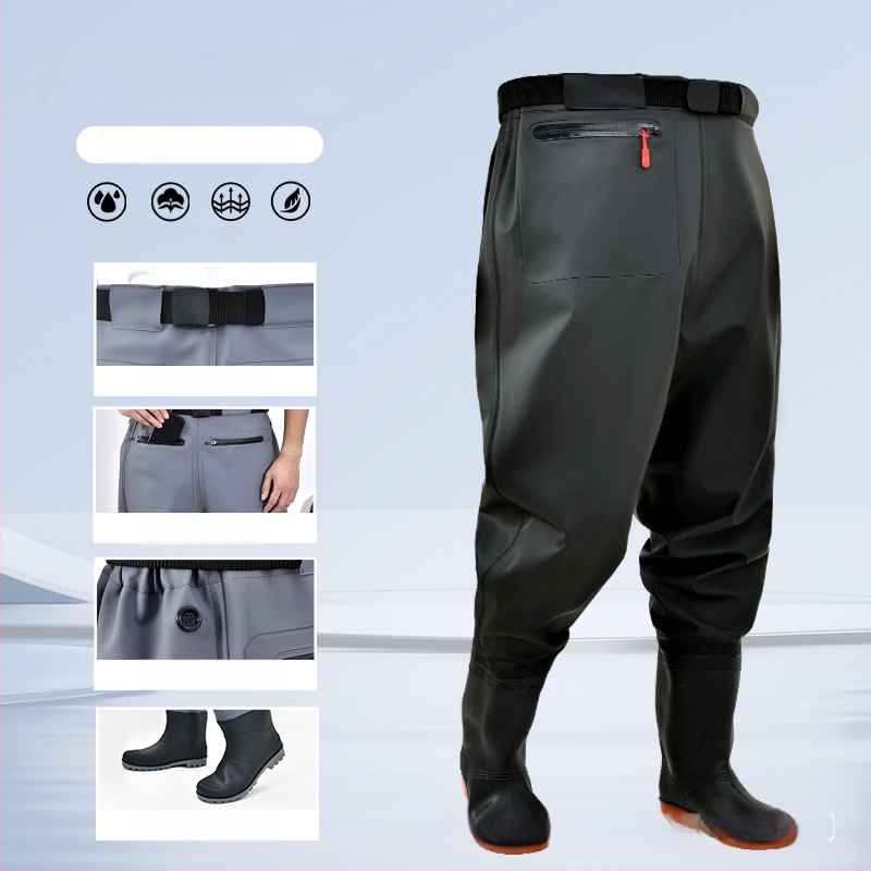 Žvejybos vandeni kombinezonos su liemens ilgio batų – lengvas, UV apsauga, vėjo atsparumas, dilimui atsparus, drėgmei atstumiantis audinys iš cheminių pluoštų vyriškiams