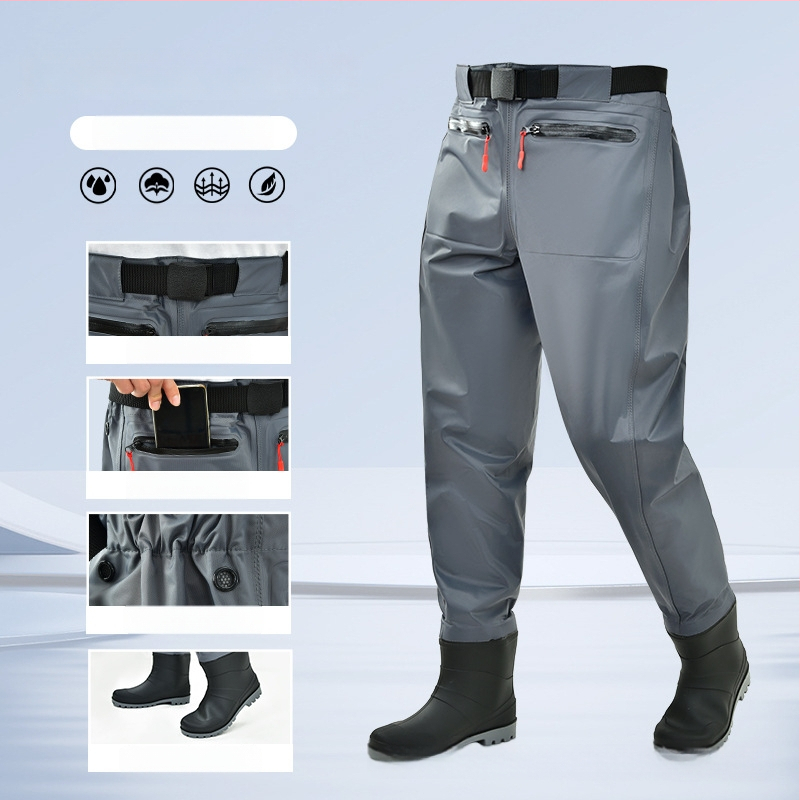 Žvejybos vandeni kombinezonos su liemens ilgio batų – lengvas, UV apsauga, vėjo atsparumas, dilimui atsparus, drėgmei atstumiantis audinys iš cheminių pluoštų vyriškiams
