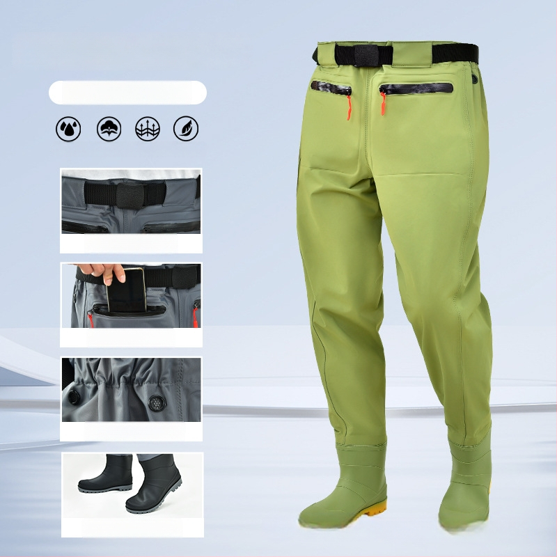 Žvejybos vandeni kombinezonos su liemens ilgio batų – lengvas, UV apsauga, vėjo atsparumas, dilimui atsparus, drėgmei atstumiantis audinys iš cheminių pluoštų vyriškiams
