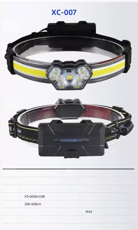 LED galvos žibintu įkraunamas 15W, 1200mAh, lauko apšvietimui, 100–200 m spindulio nuotolis