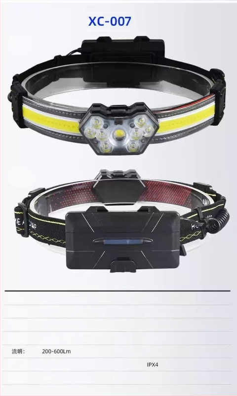 LED galvos žibintu įkraunamas 15W, 1200mAh, lauko apšvietimui, 100–200 m spindulio nuotolis