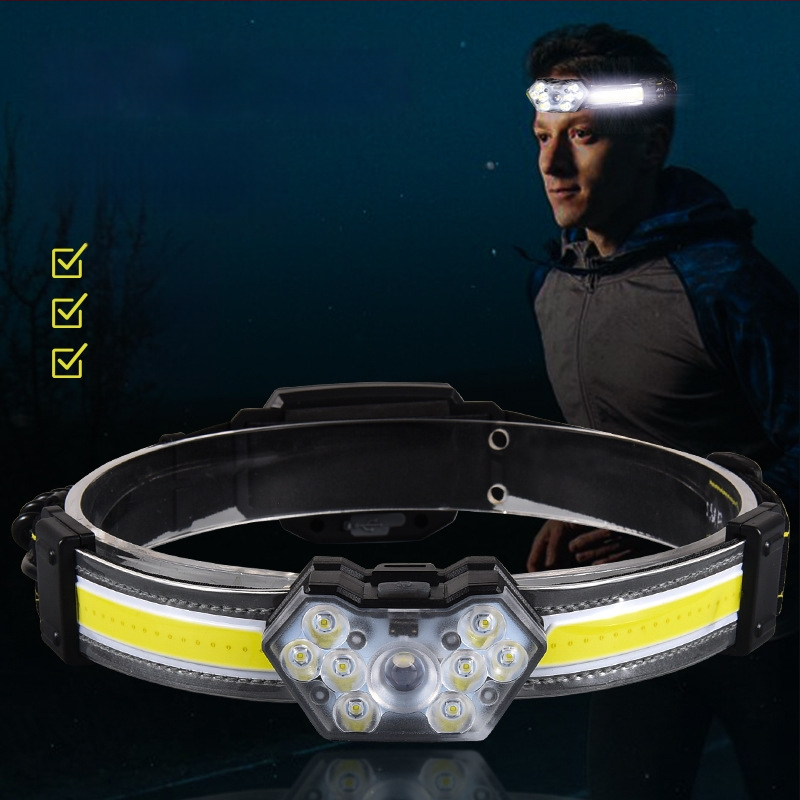 LED galvos žibintu įkraunamas 15W, 1200mAh, lauko apšvietimui, 100–200 m spindulio nuotolis