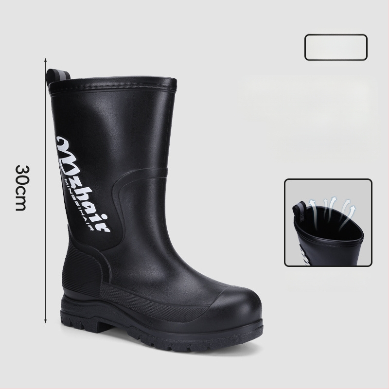 Vīriešu lietus zābaki, pretslīdēšana, ūdensdroši, ar augstu augšdaļu, iekšējā odere no mākslīgā kažokādas, EVA zole