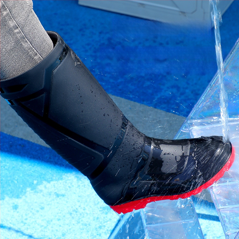 Vīriešu augstie lietus zābaki, ūdensdroši ar mākslīgās kažokādas iekšpusi, pretslidēšanai, visām sezonām