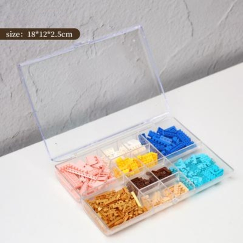 Detaļu organizētājs būvblokiem, caurspīdīgs daudzsekciju uzglabāšanas skapis, 2 L tilpums, dzīvojamajai istabai, mūsdienīgs minimālisma stils