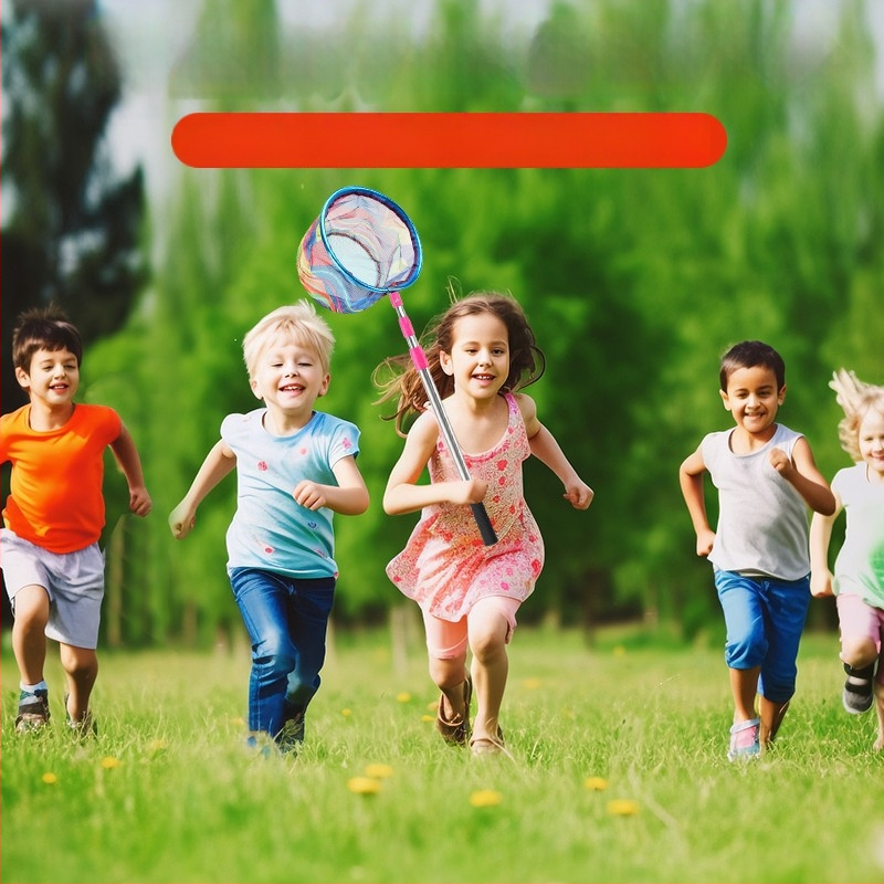 Bērnu teleskopiskais zvejas tīkls ar kātu, nerūsējošā tērauda, tīkla diametrs 25 cm, tīkla dziļums 22 cm, smalks režģis, portatīvs komplekts ar tīkla somu