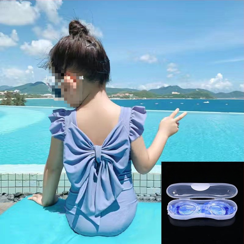 Meitenēm paredzēti viengabala peldkostīms ar lentīti, vasara 2024, vecuma 1–3 gadi