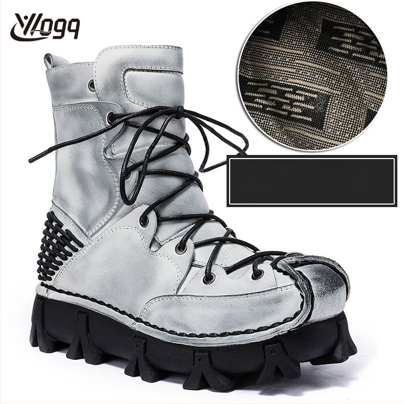 Muške Martin čizme, visok vrat, gornji dio od prvog sloja kravlje kože, gumeni đon, 3–5 cm peta, unutrašnjost od pamuka