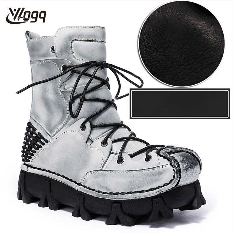 Muške Martin čizme, visok vrat, gornji dio od prvog sloja kravlje kože, gumeni đon, 3–5 cm peta, unutrašnjost od pamuka