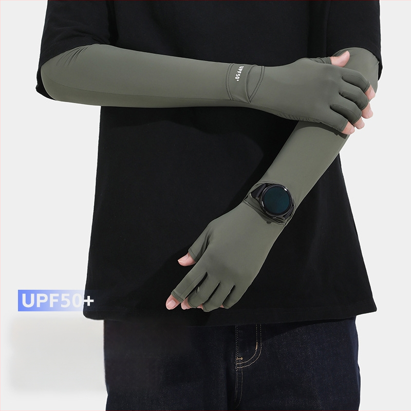 UV apsaugos pirštinės - puspiršto dizainas, kvėpuojančios iš ledinio šilko, greitai džiūsta, neslystančios, su jutikliniu ekranu suderinamos