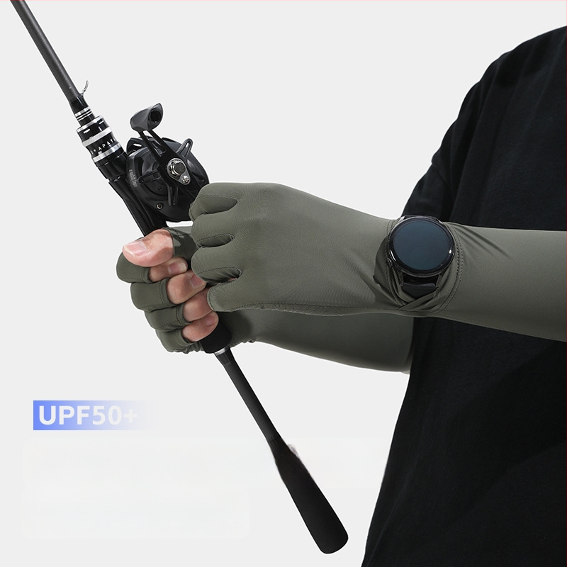 UV apsaugos pirštinės - puspiršto dizainas, kvėpuojančios iš ledinio šilko, greitai džiūsta, neslystančios, su jutikliniu ekranu suderinamos