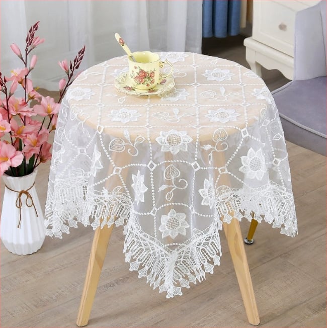 Staltiesė su gėlėtu raštu, apskrito formos, poliesterio audinys, Europos stilius, namų naudojimui