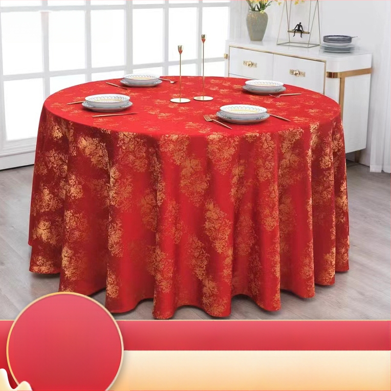 Viešbučio apskrito stalo užvalkalas iš poliesterio, atsparus vandeniui ir aliejui, storas Jacquard audinys