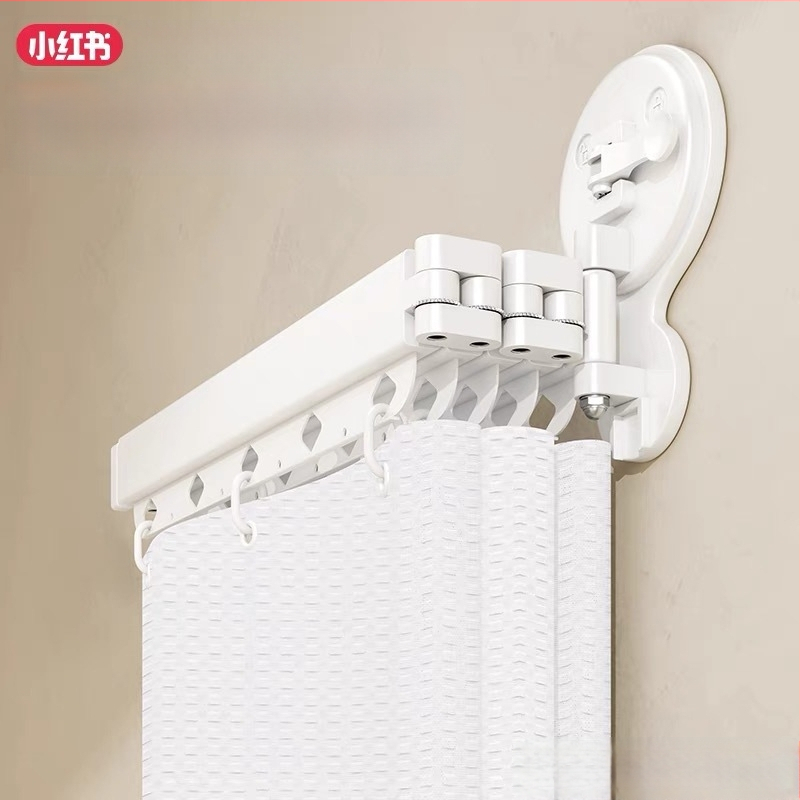 Dušas aizkars ar piesūcekņu stiprinājumiem, saliekams, bez urbumiem, ūdensizturīgs, sausā–mitrā dalīšana – kokvilna un lina, skandināvu stils