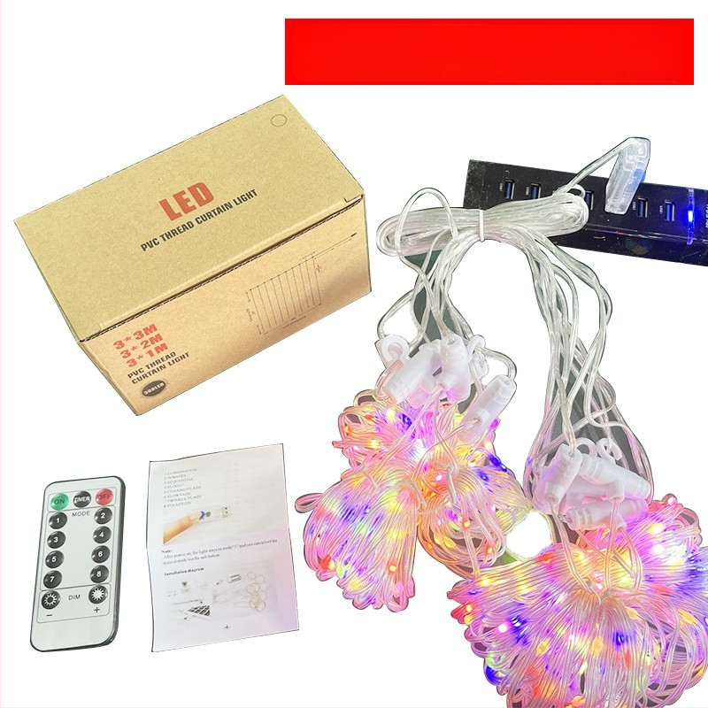 LED užuolaidų šviesos gija su 300 LED, IP68, USB maitinimas 5V, reguliuojamas su nuotolinio valdymo, 3000K