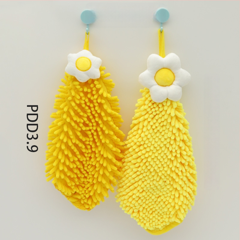 Chenille virágmintás kéztörlő, kémiai rostból, 80–100 g, 19 szál, varrt él, testreszabás lehetséges