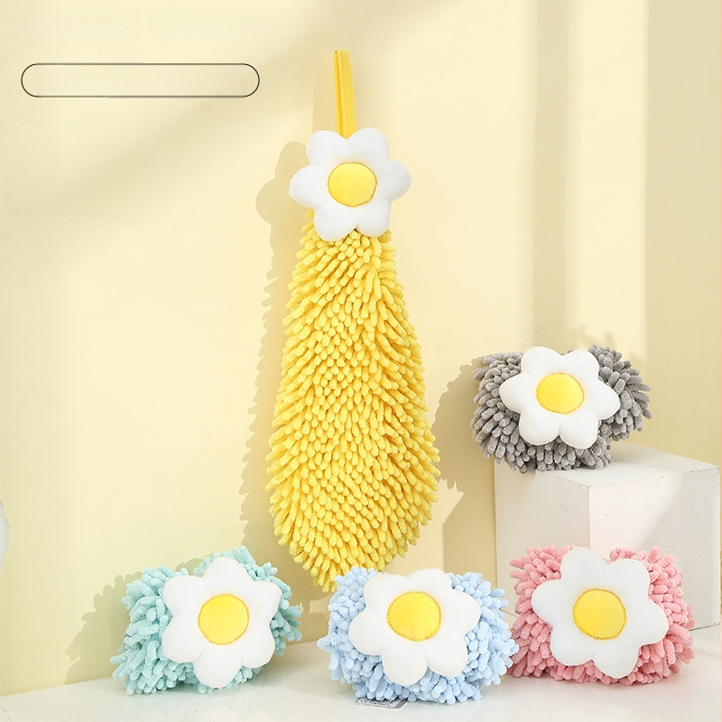 Chenille virágmintás kéztörlő, kémiai rostból, 80–100 g, 19 szál, varrt él, testreszabás lehetséges