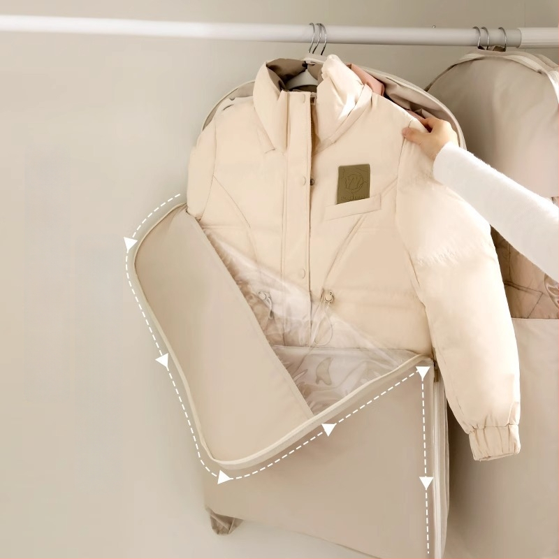 Прахозащитен закачен калъф за дрехи от Twill плат – прозрачен, удебелен, за гардеробно съхранение в дома