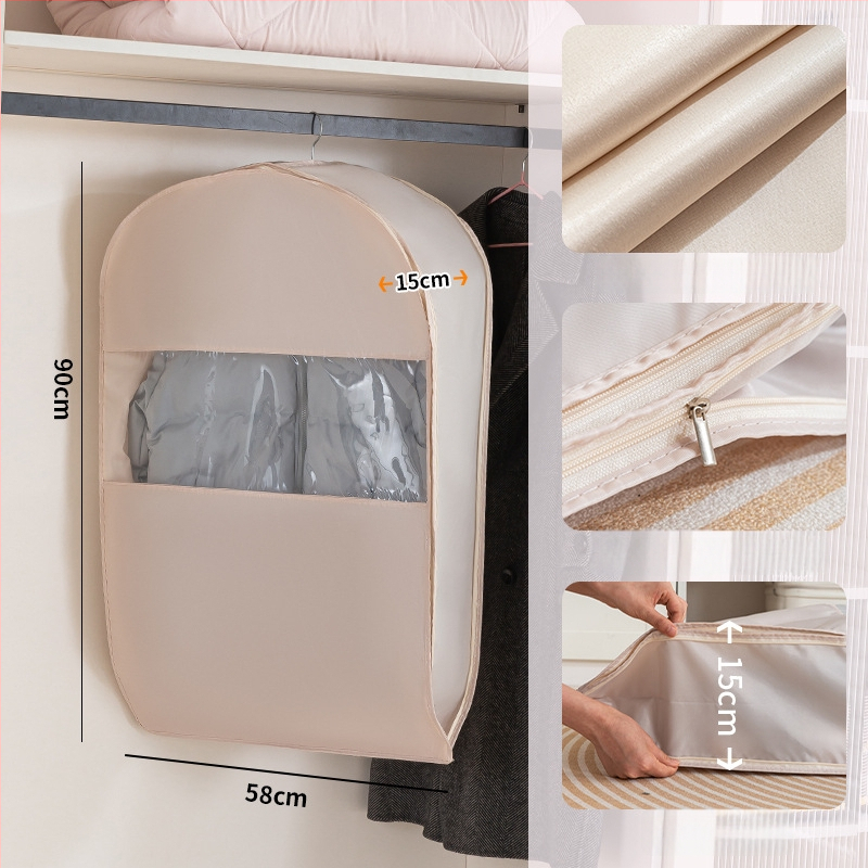 Apģērbu putekļu aizsargs garderobei - satīns un plastmasa, japāņu stils, putekļu un mitruma aizsardzība, Shangxun