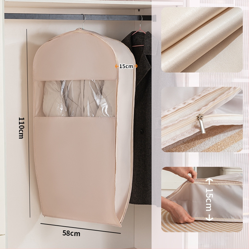 Apģērbu putekļu aizsargs garderobei - satīns un plastmasa, japāņu stils, putekļu un mitruma aizsardzība, Shangxun