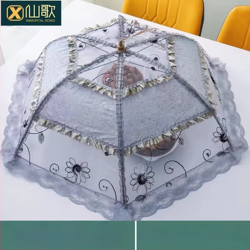 Lėkštės dangtelis su nėriniu, sulankstomas tinklinis dangtis nuo musių ir uodų, korėjietiško stiliaus, išleistas 2023