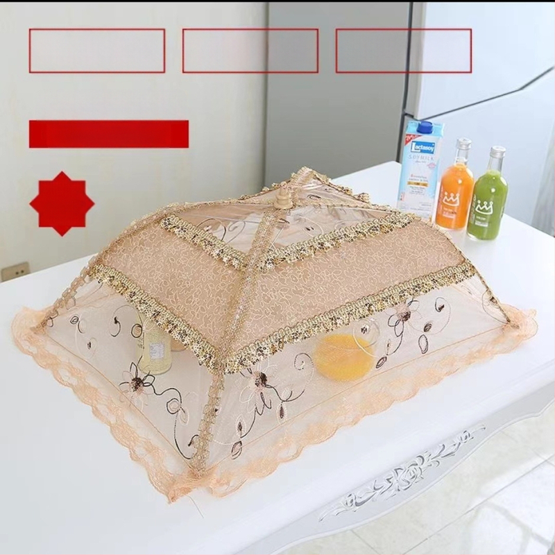 Lėkštės dangtelis su nėriniu, sulankstomas tinklinis dangtis nuo musių ir uodų, korėjietiško stiliaus, išleistas 2023