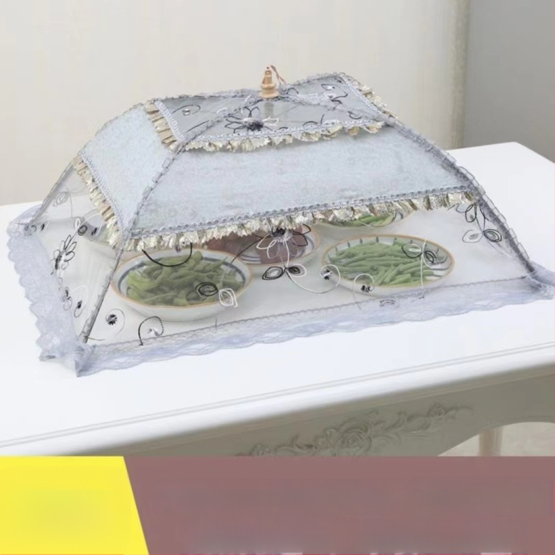 Lėkštės dangtelis su nėriniu, sulankstomas tinklinis dangtis nuo musių ir uodų, korėjietiško stiliaus, išleistas 2023