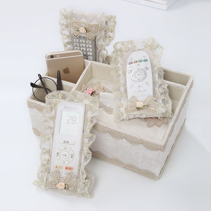 Κάλυμμα προστασίας για τα τηλεχειριστήρια κλιματισμού και τηλεόρασης, ύφασμα βαμβάκι, ευρωπαϊκό στυλ, δαντελένιο σχέδιο, προστασία από σκόνη