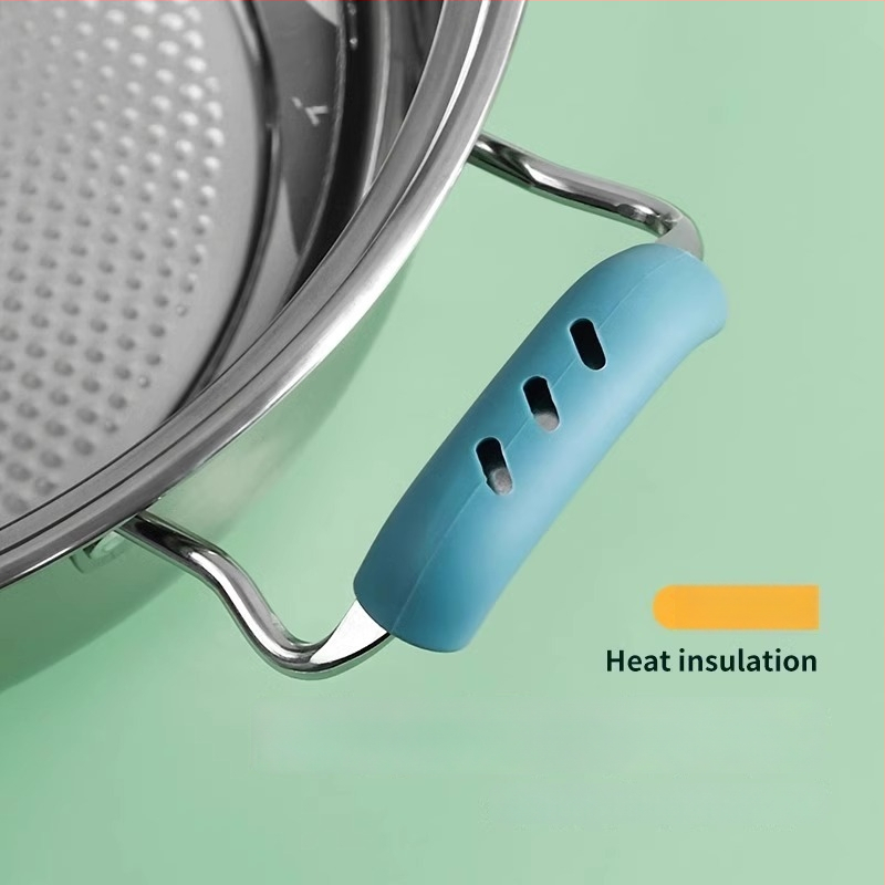 Silīkona pannas roktura vāciņš, aizsardzība pret apdegumiem un siltumizolāciju, universāla saderība ar pannām un wokiem