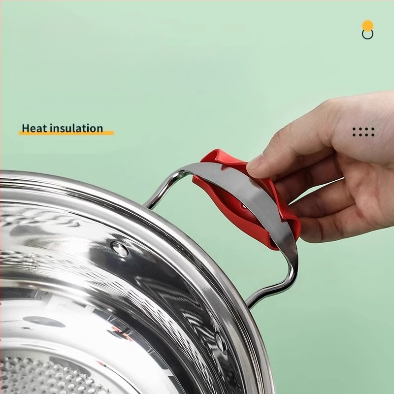 Silīkona pannas roktura vāciņš, aizsardzība pret apdegumiem un siltumizolāciju, universāla saderība ar pannām un wokiem