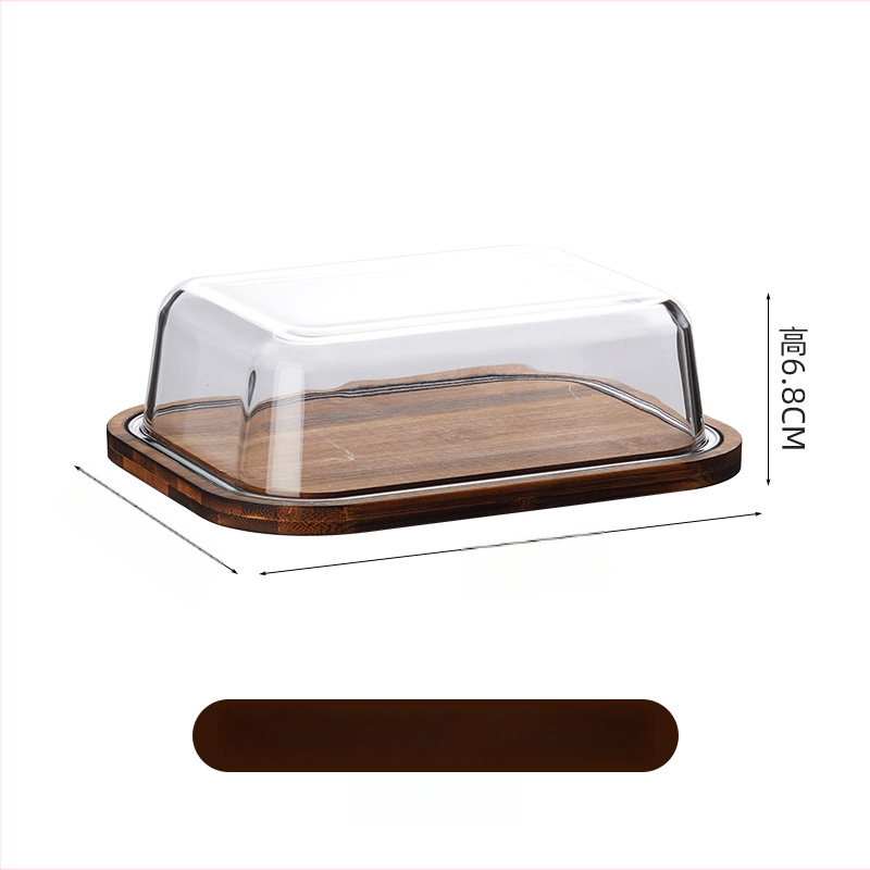 Stikla sviesta uzglabāšanas trauks ar vāciņu, kvadrātformas, termiski izturīgs stikls, gaišs grezns stils, nav piemērots mikroviļņu krāsnij