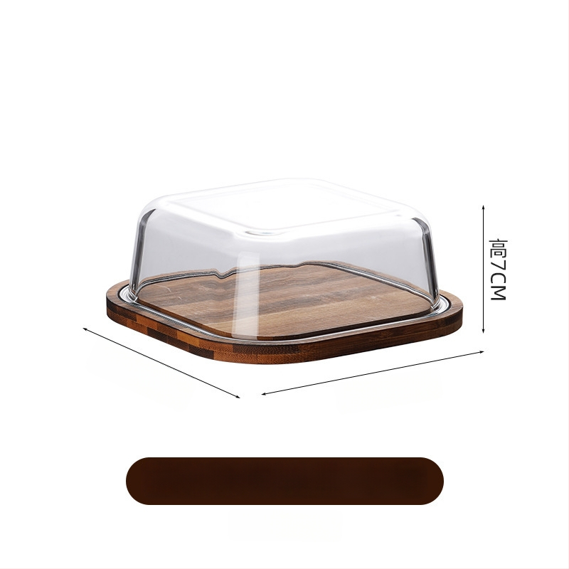 Stikla sviesta uzglabāšanas trauks ar vāciņu, kvadrātformas, termiski izturīgs stikls, gaišs grezns stils, nav piemērots mikroviļņu krāsnij