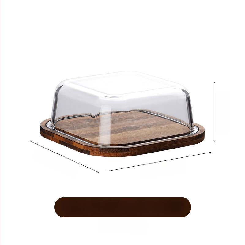 Stikla sviesta uzglabāšanas trauks ar vāciņu, kvadrātformas, termiski izturīgs stikls, gaišs grezns stils, nav piemērots mikroviļņu krāsnij